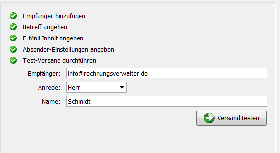 Stati nach dem Testversand