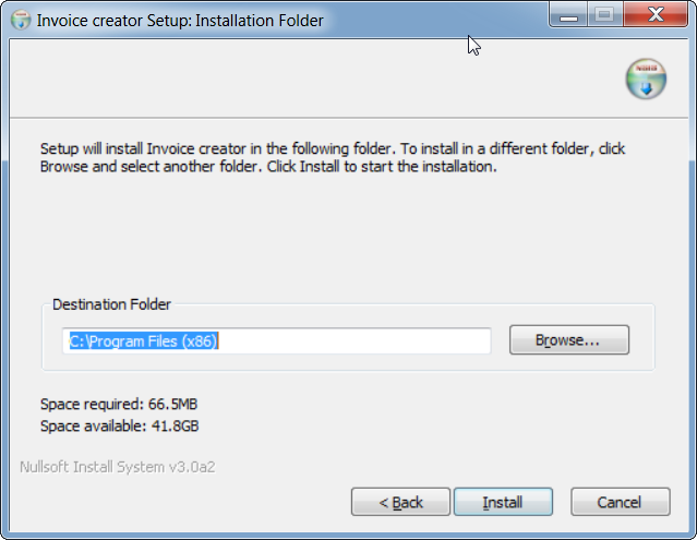 Auswahl des Pfads für die Installation