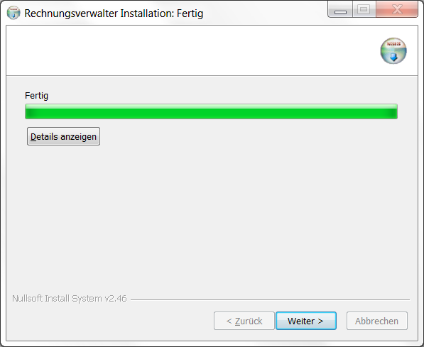 Anwendung ist fertig installiert